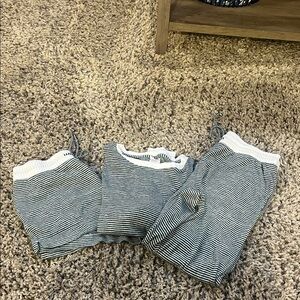 Stars Above Green and White Striped Pajama Set